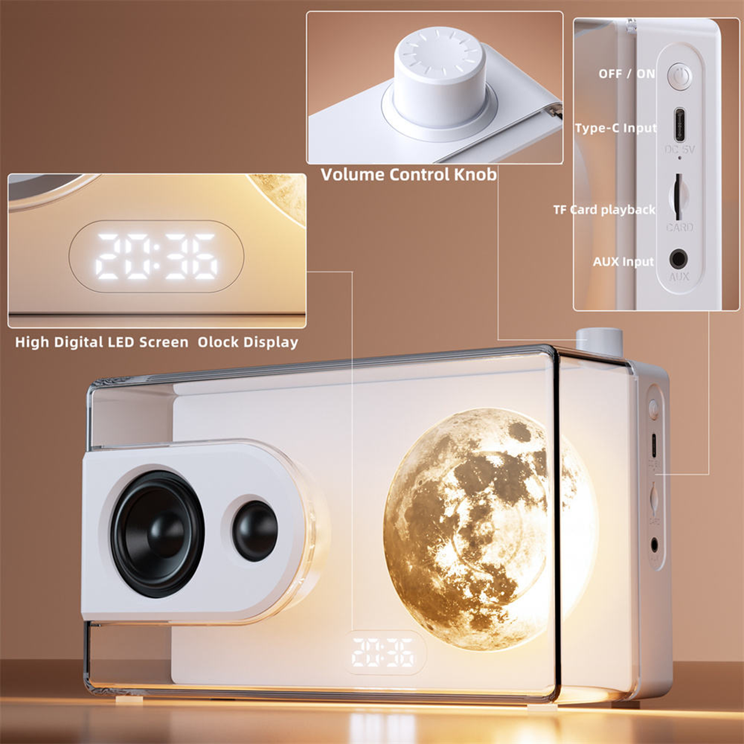 Moon-light Transparent Wireless Bluetooth Speaker 5