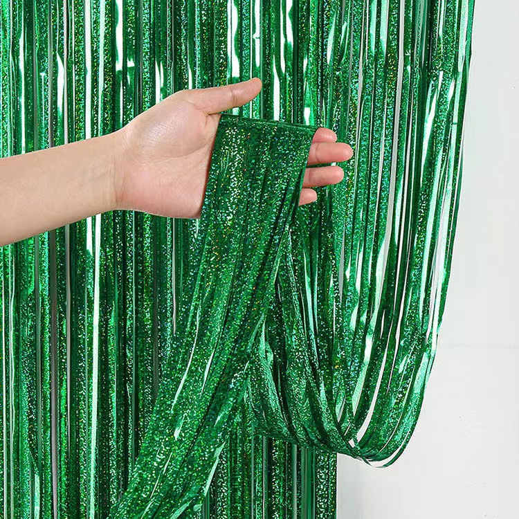 Party Backdrop Christmas Decorations Foil Fringe Backdrop Curtains 2