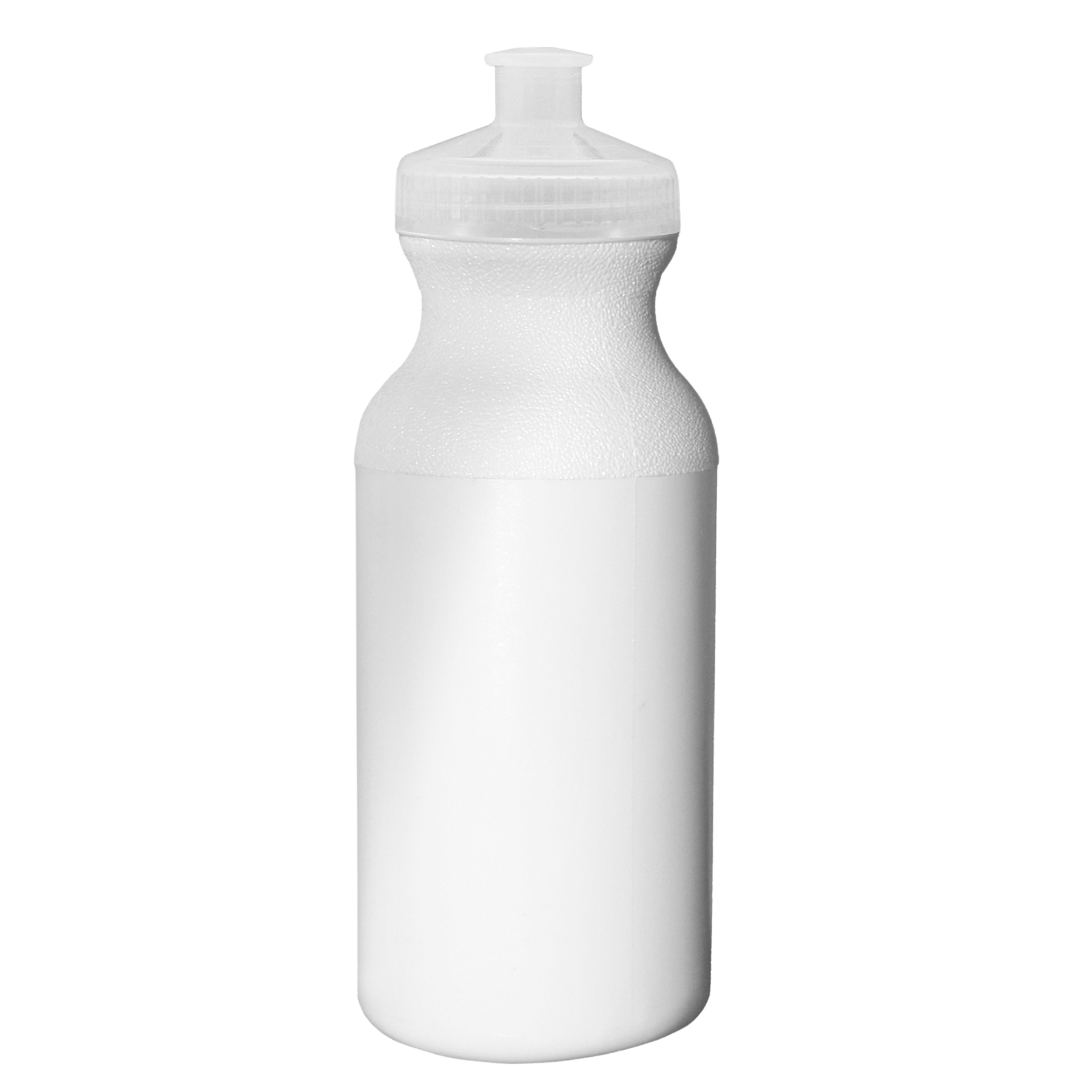 White 20 oz. HDPE Economy Bike Bottle with Color Push Pull Lid 1