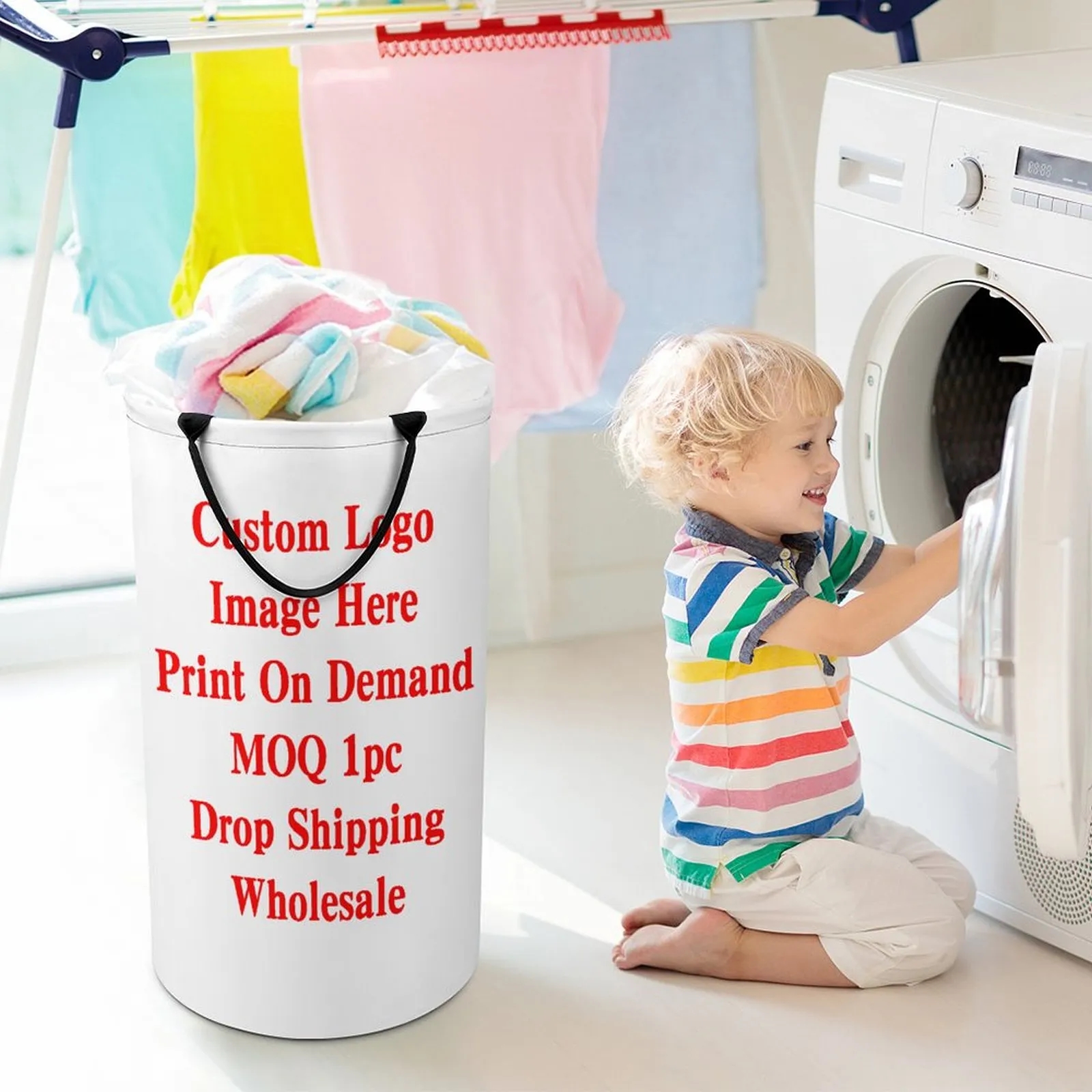 Foldable Polyester Laundry Hamper with Handles 6
