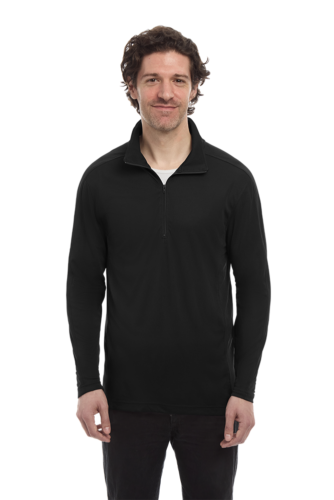 MENS WICKING SOLID 1/4 ZIP LS PULLOVER 37