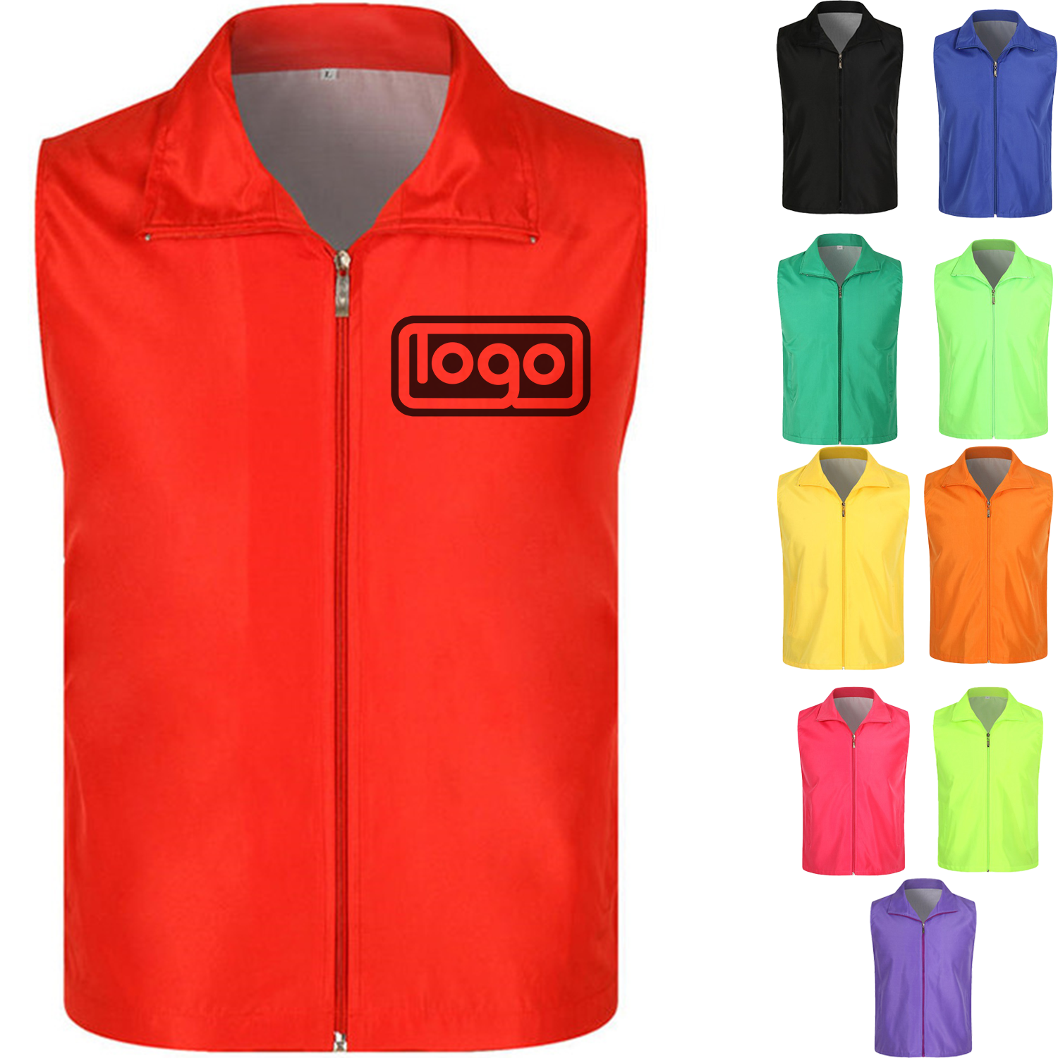 Lightweight Unisex Polyester Volunteer Vest w/ Zipper 25