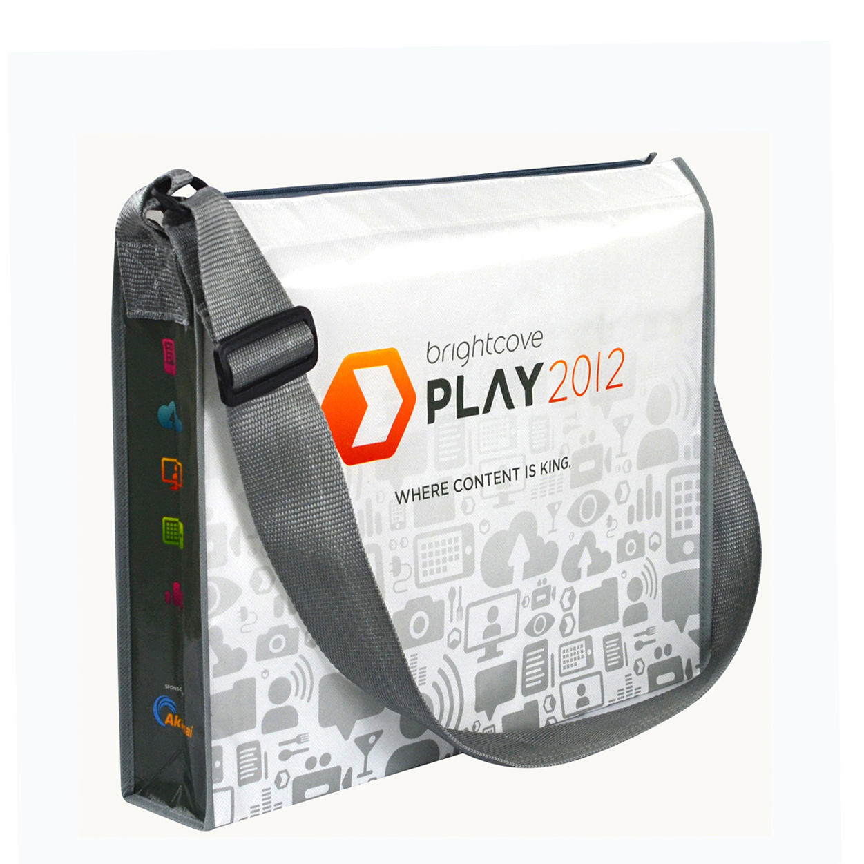 Custom 120g Laminated Non-Woven Messenger Bag W/Zipper Closure Adjustable Shoulder Strap 16"x13"x3" 2