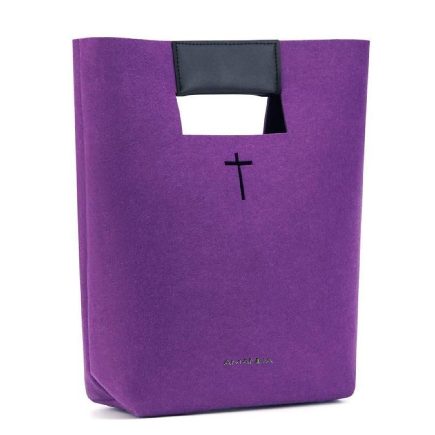 Carved Cross Felt Bible Church Outdoor User Thick Tote Bag 3