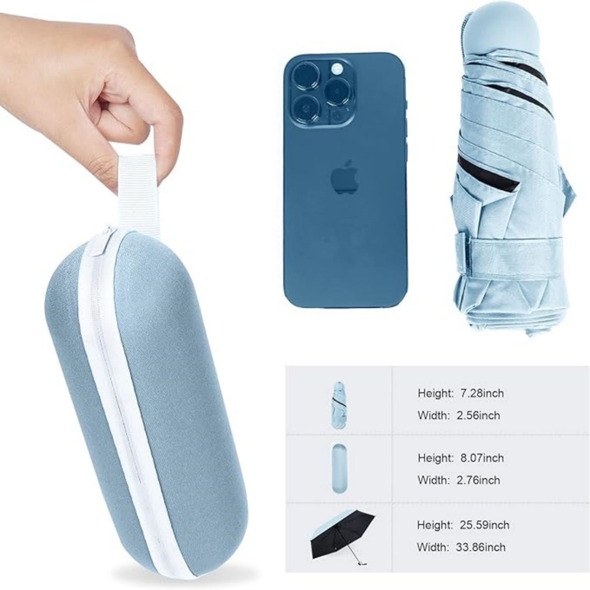 Cloudia Small Mini Umbrella With Case 3