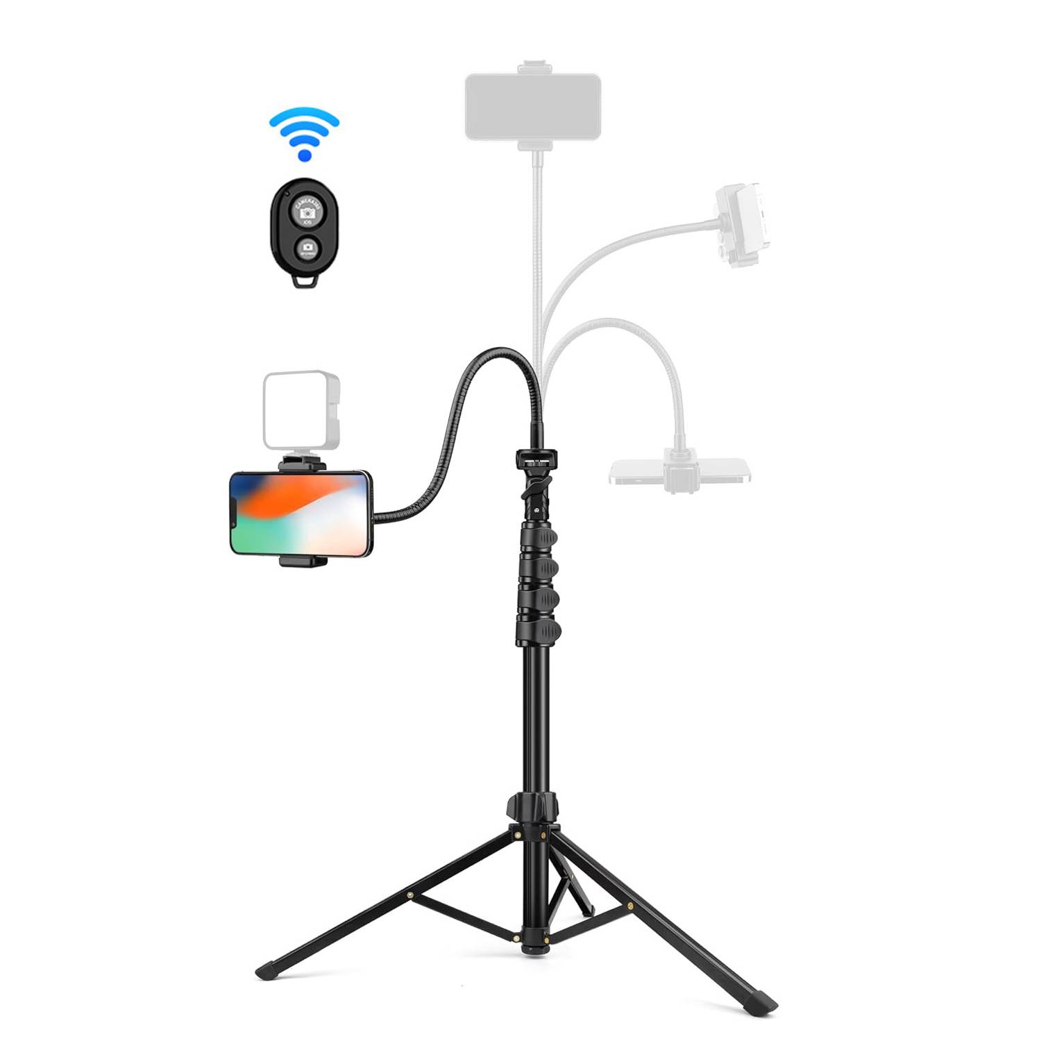 Extendable Gooseneck Tripod w/ 360 Rotating Phone Holder 3