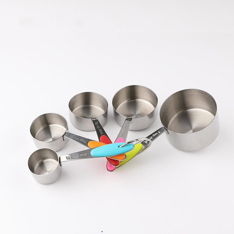 5Pcs Stainless Steel Measuring Cup With Silicone Handle 2