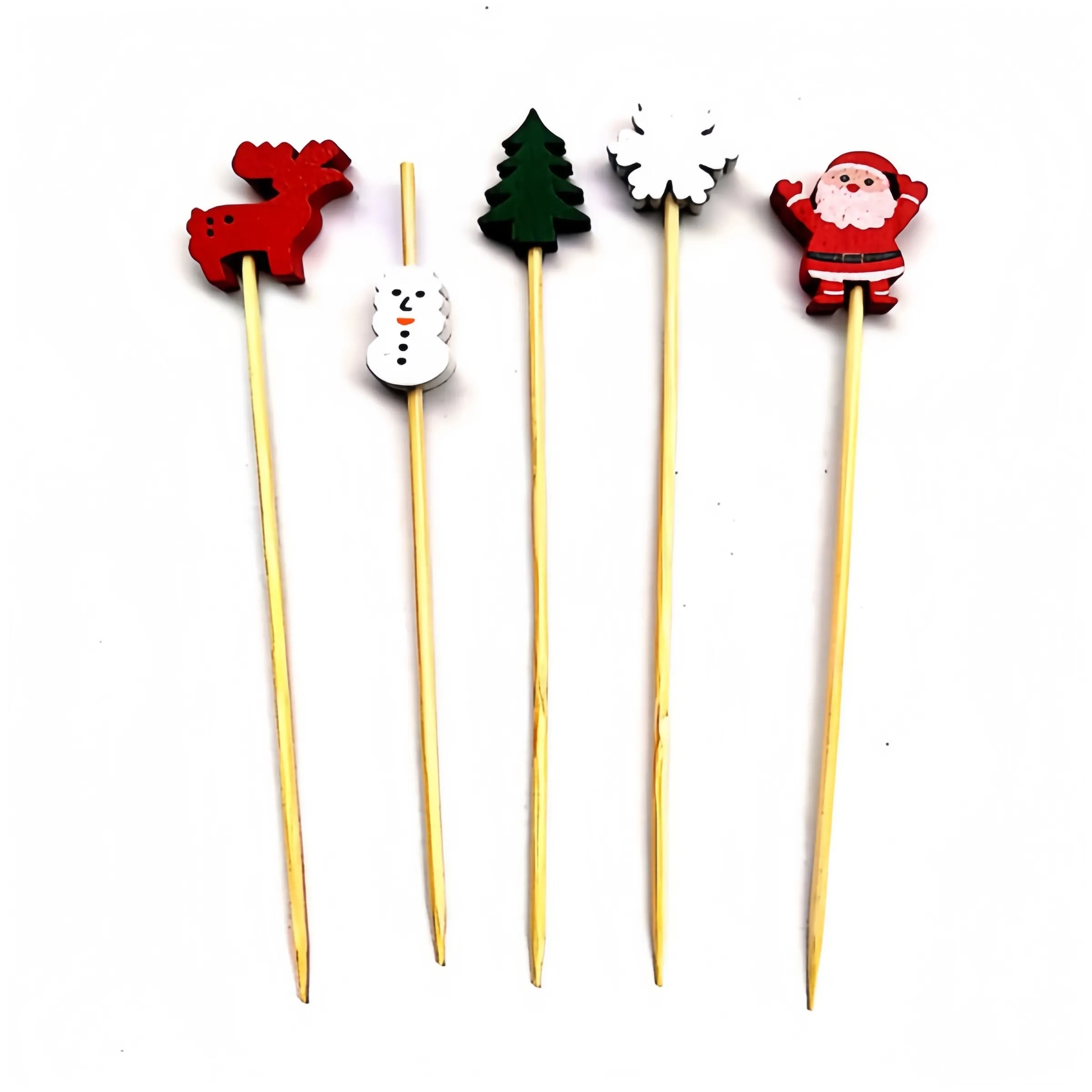 100PCS/ SET Christmas Fruit Disposable Bamboo Sticks 6