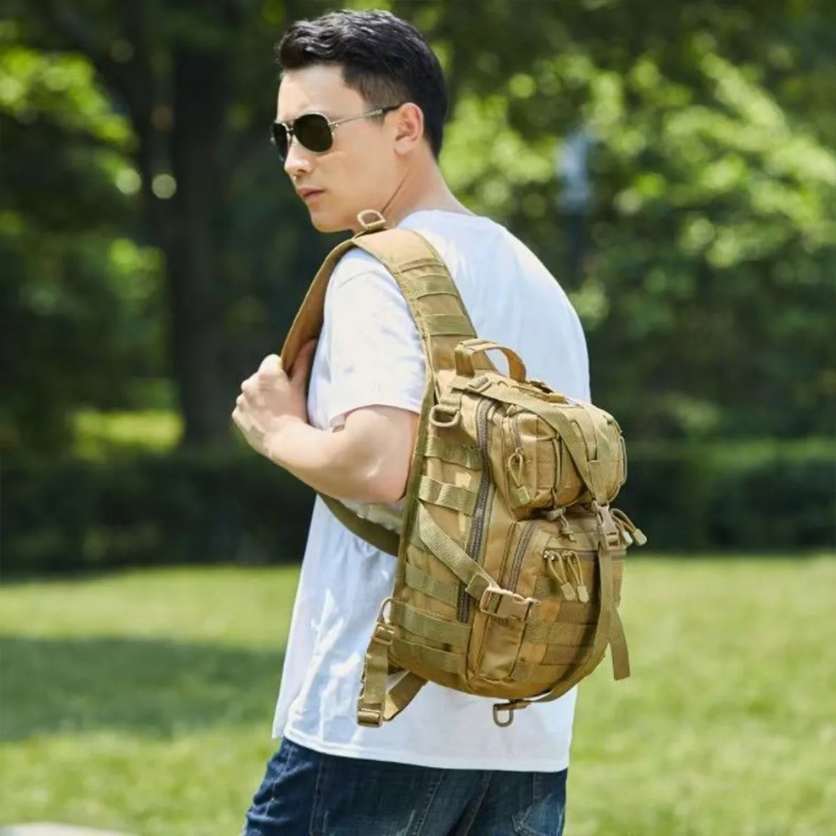 Military Tactical Outdoor MOLLE Sling Backpack Crossbody Bag 4