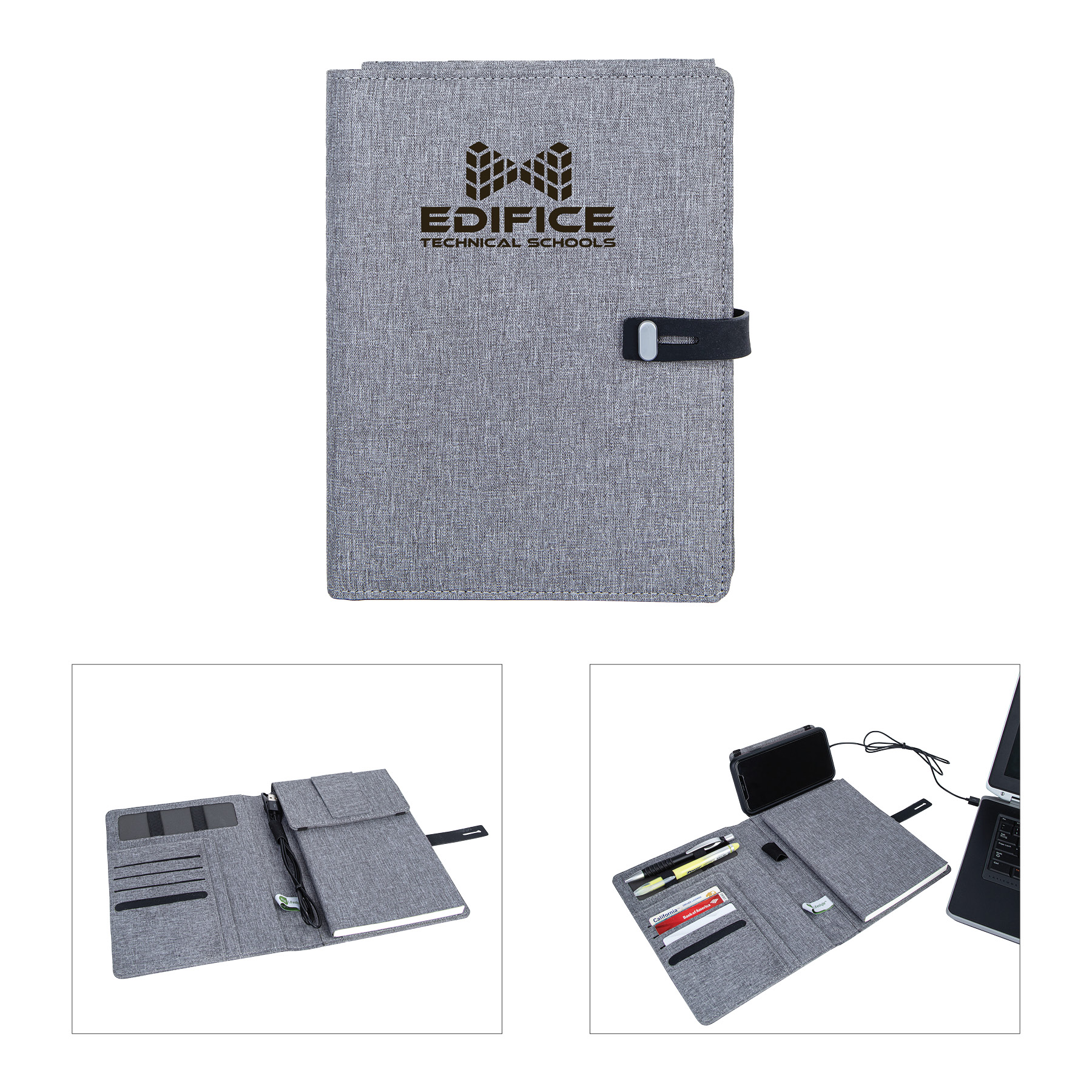 Binghamton RPET Padfolio w/ Wireless Phone Charger 9