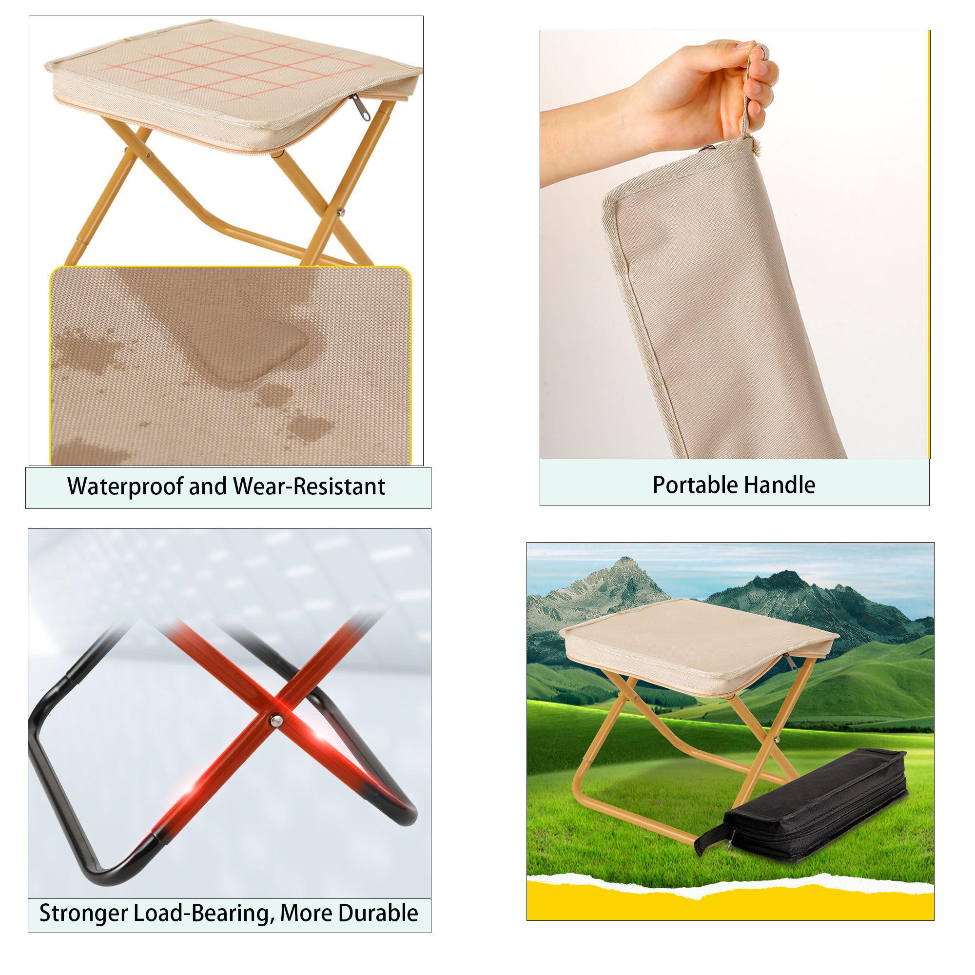 Portable Folding Outdoor Stool with Carry Bag 1