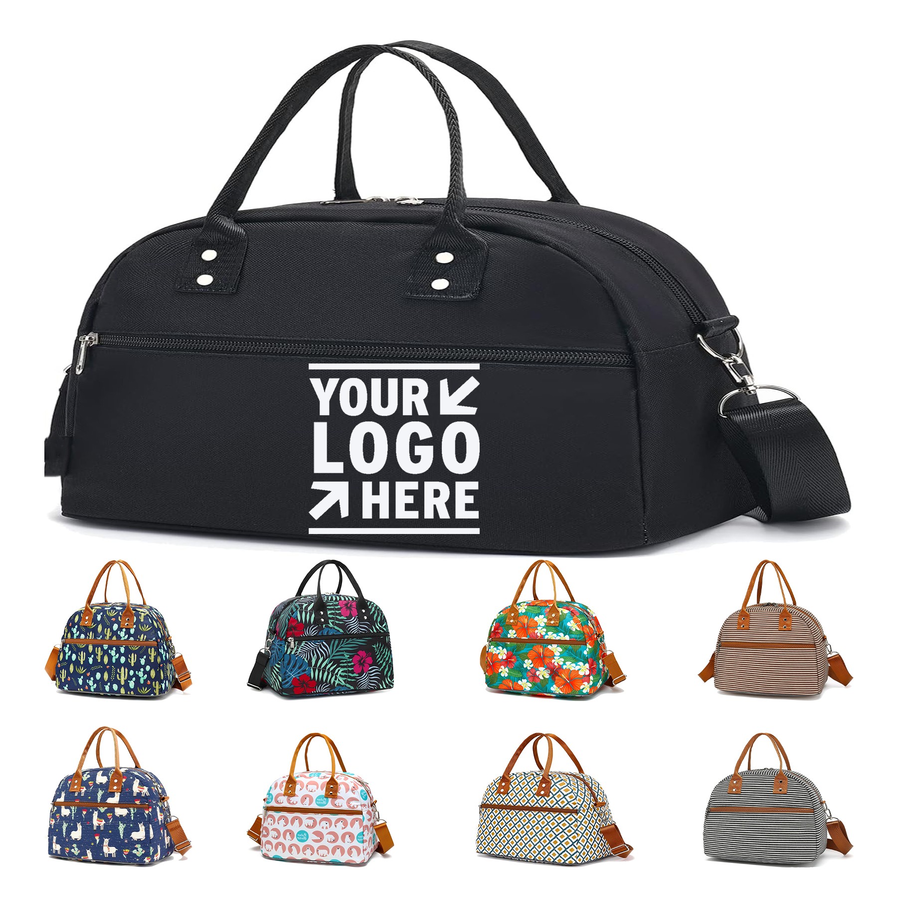 Large Reusable Women Men Kid Insulated Shoulder Strap Lunch Bag 2