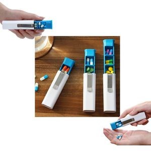 Round Snap Lid Pill Case With Four Compartments And Rotating Top 9