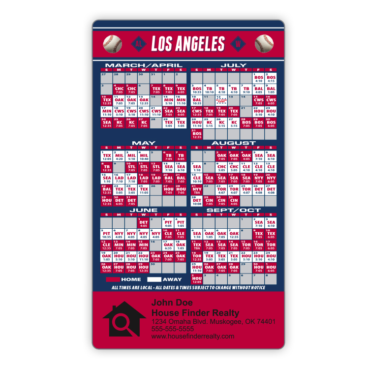 Magnet Sport Schedules - 3.5x6 Baseball Round Corners - 20 mil. 3