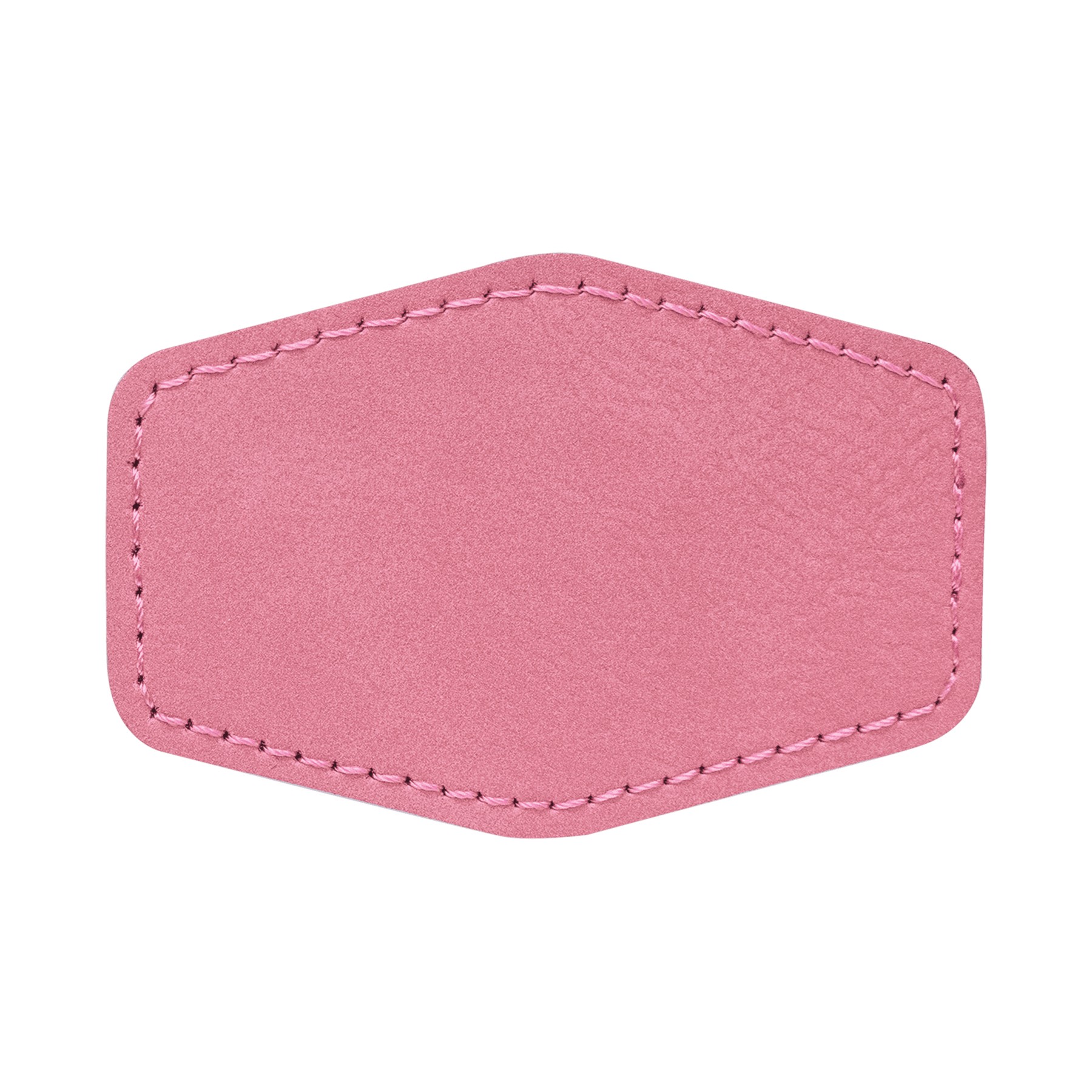 3" x 2" Pink Leatherette Hexagonal Patch with Adhesive 2