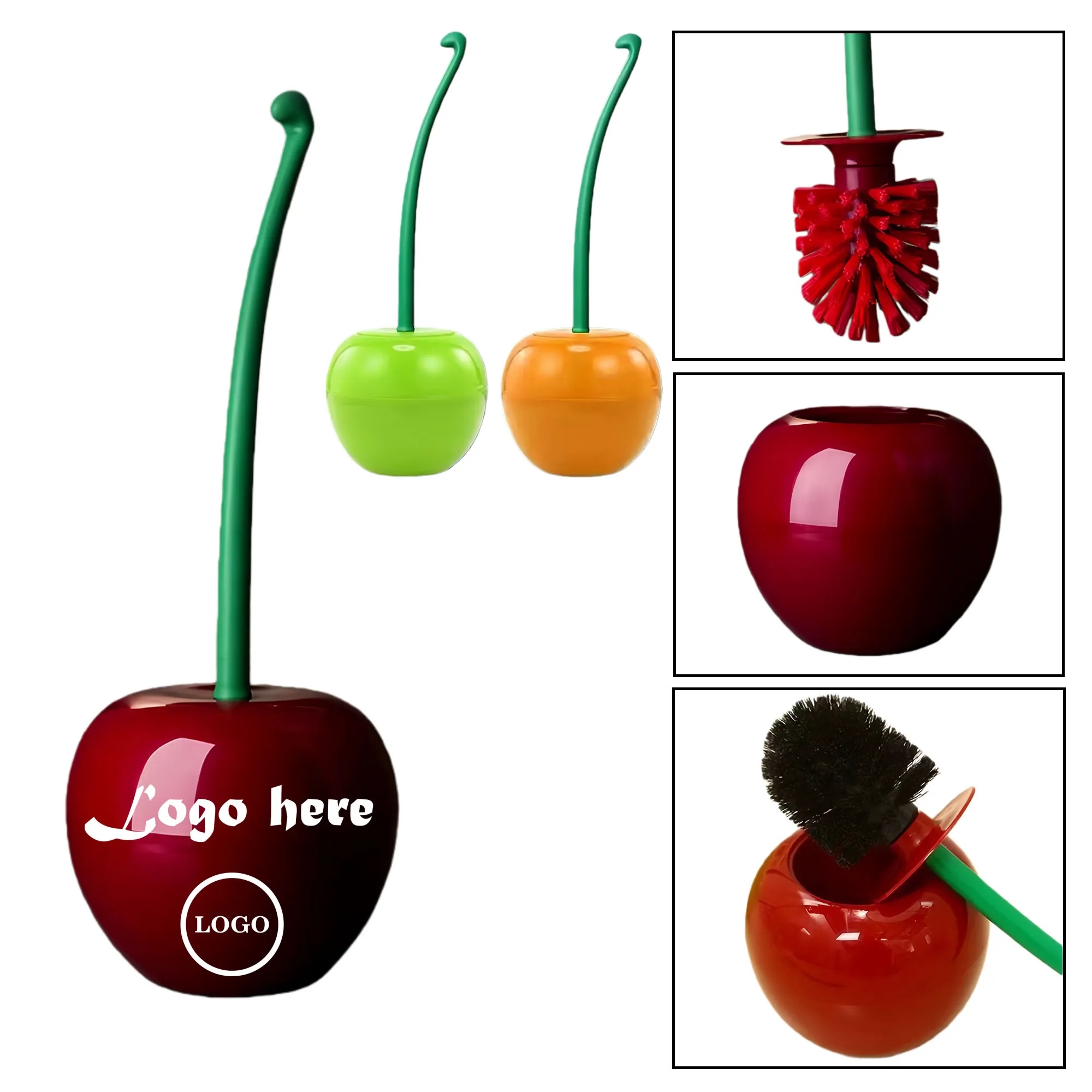 Creative Cherry Shaped Toilet Brush Set With Long Handle