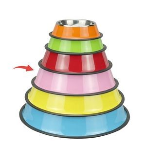21cm Colorful Steel Pet Bowl Food Tray 8