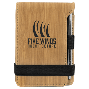 3 1/4" X 4 3/4" Laserable Leatherette Mini Notepad With Pen 15
