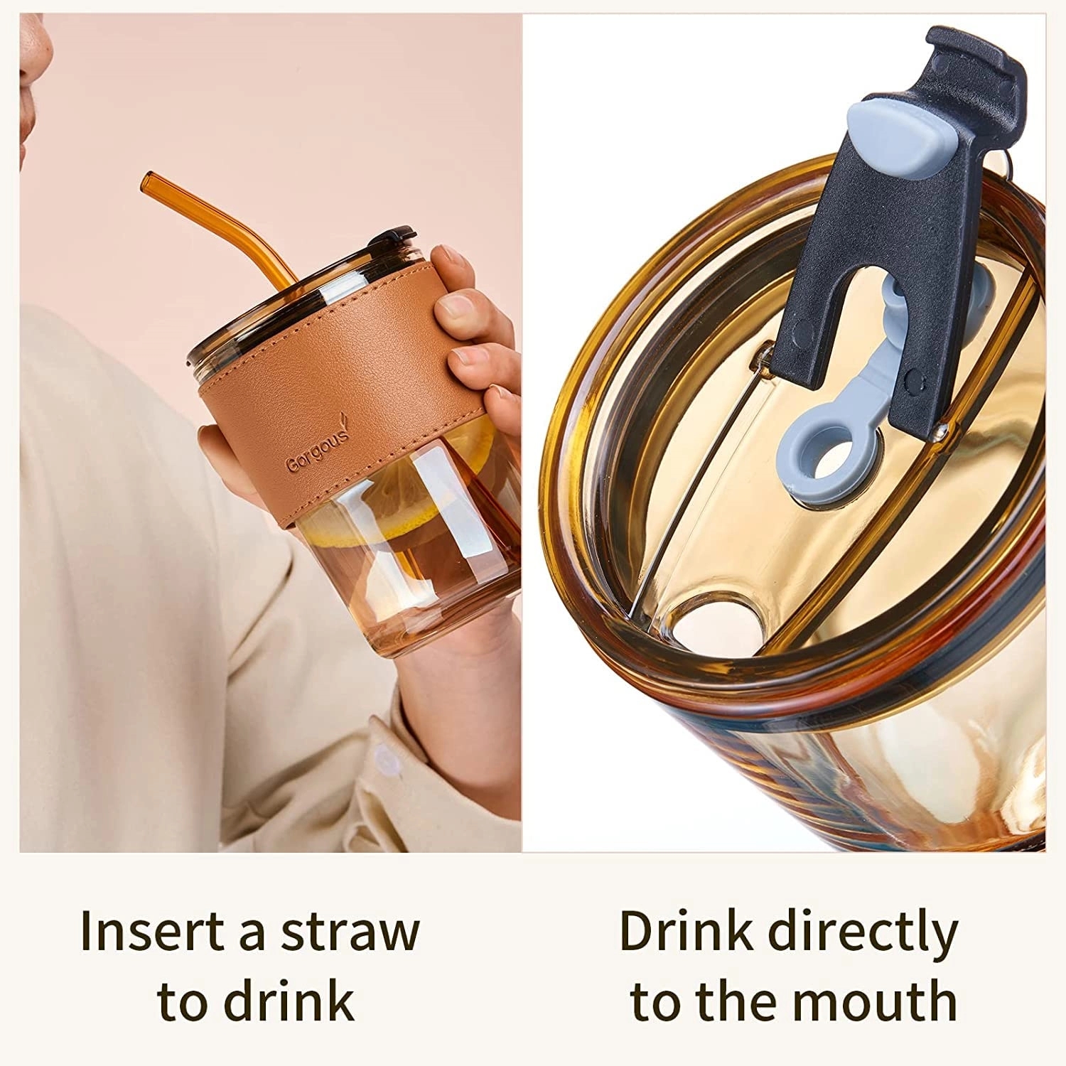 Glass Tumbler with Straw and Lid 2