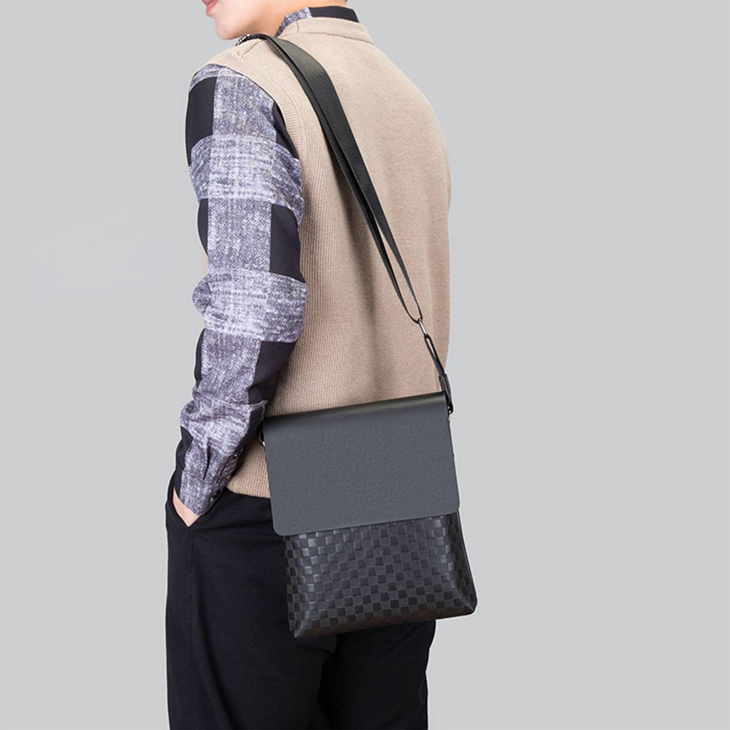 PU leather outdoor business men's crossbody bag 2