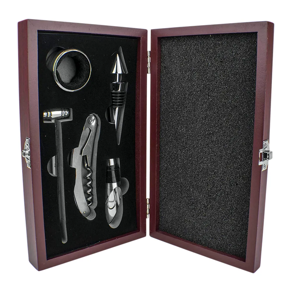 5-Piece Corkscrew Tool Set with Redwood Case 6