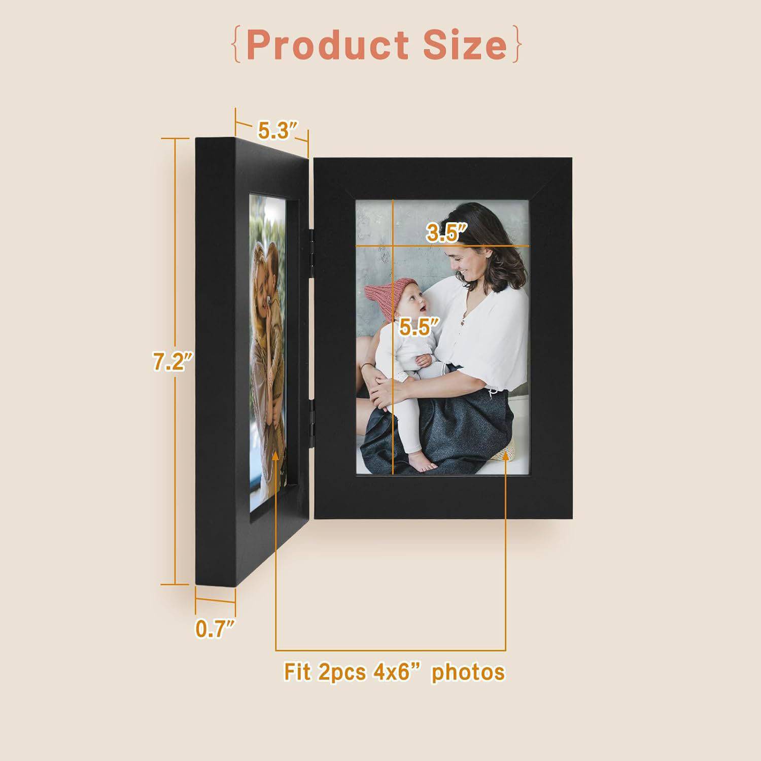 Wooden Vintage Foldable Dual Picture Frame 2