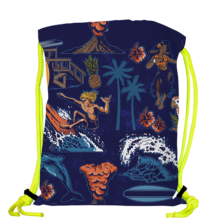 Super Drawstring Pack (Two side Imprint)-Neon Yellow Heavy Rope 6