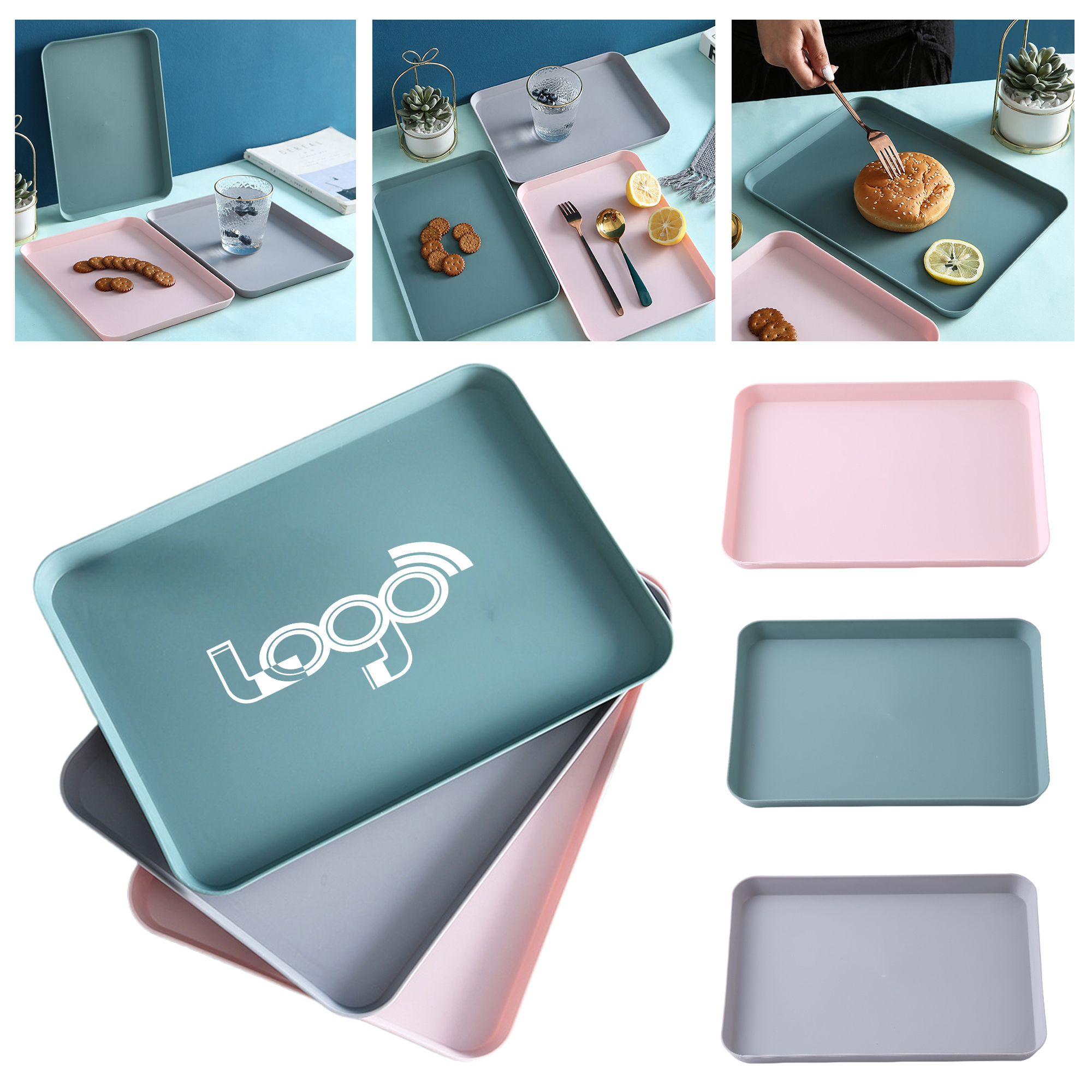 Customizable Nordic Plastic Tray for Breakfast, Tea, and Desserts 2