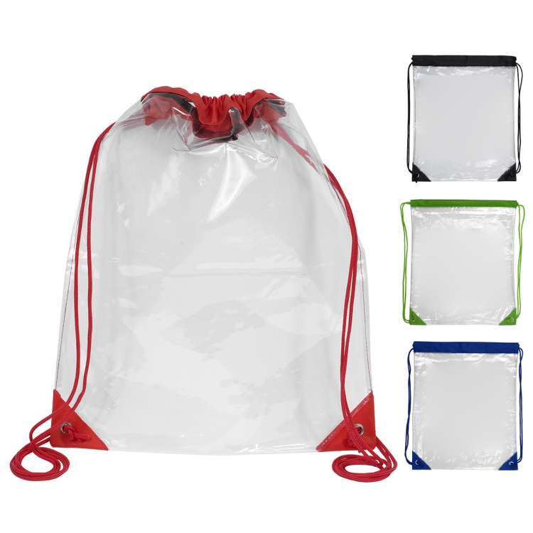 13" W x 16" H - "Everest" Tall Clear Drawstring Cinch Pack Backpack 13