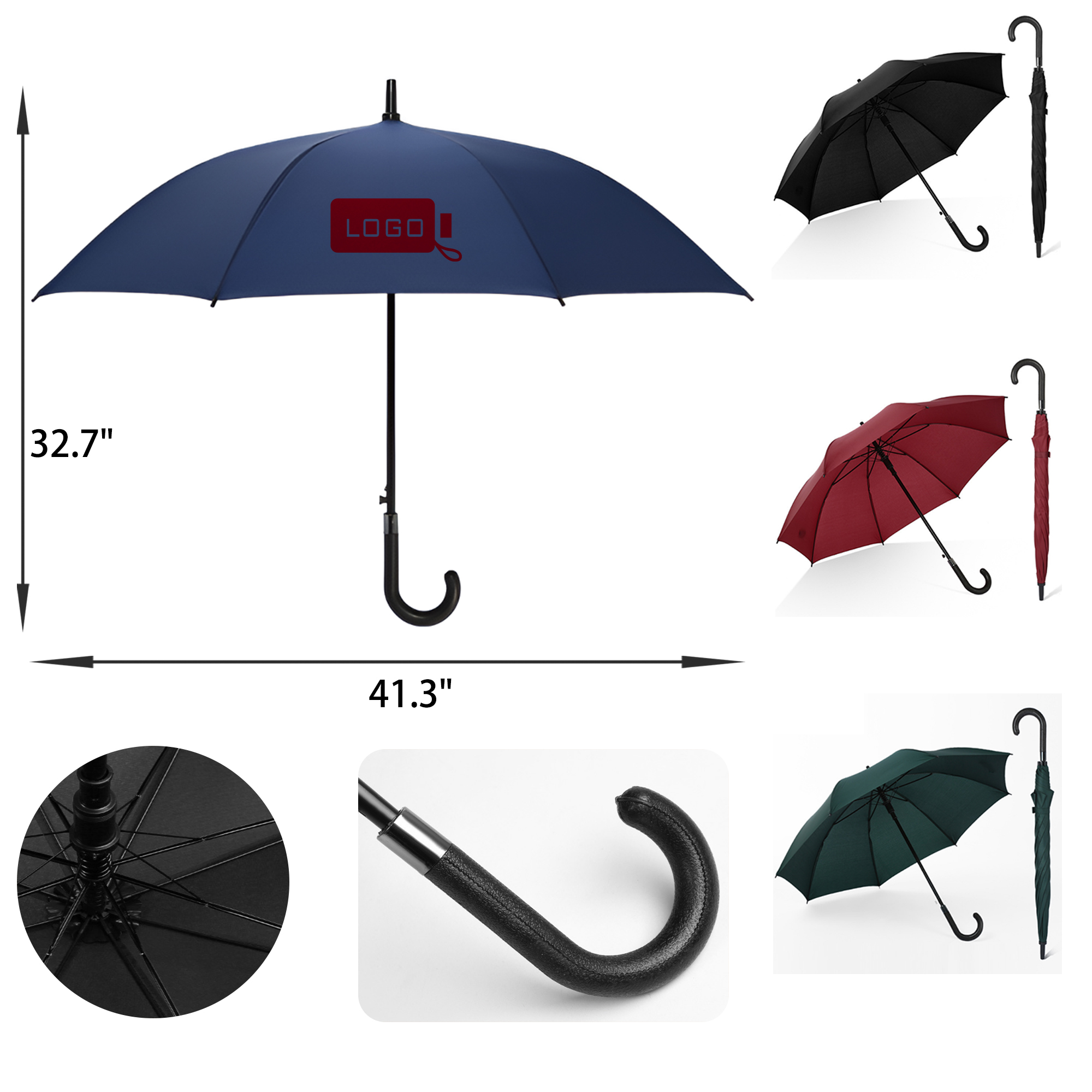 MOQ 50 PCS Stylish Automatic 8 Ribs Golf Umbrella 3
