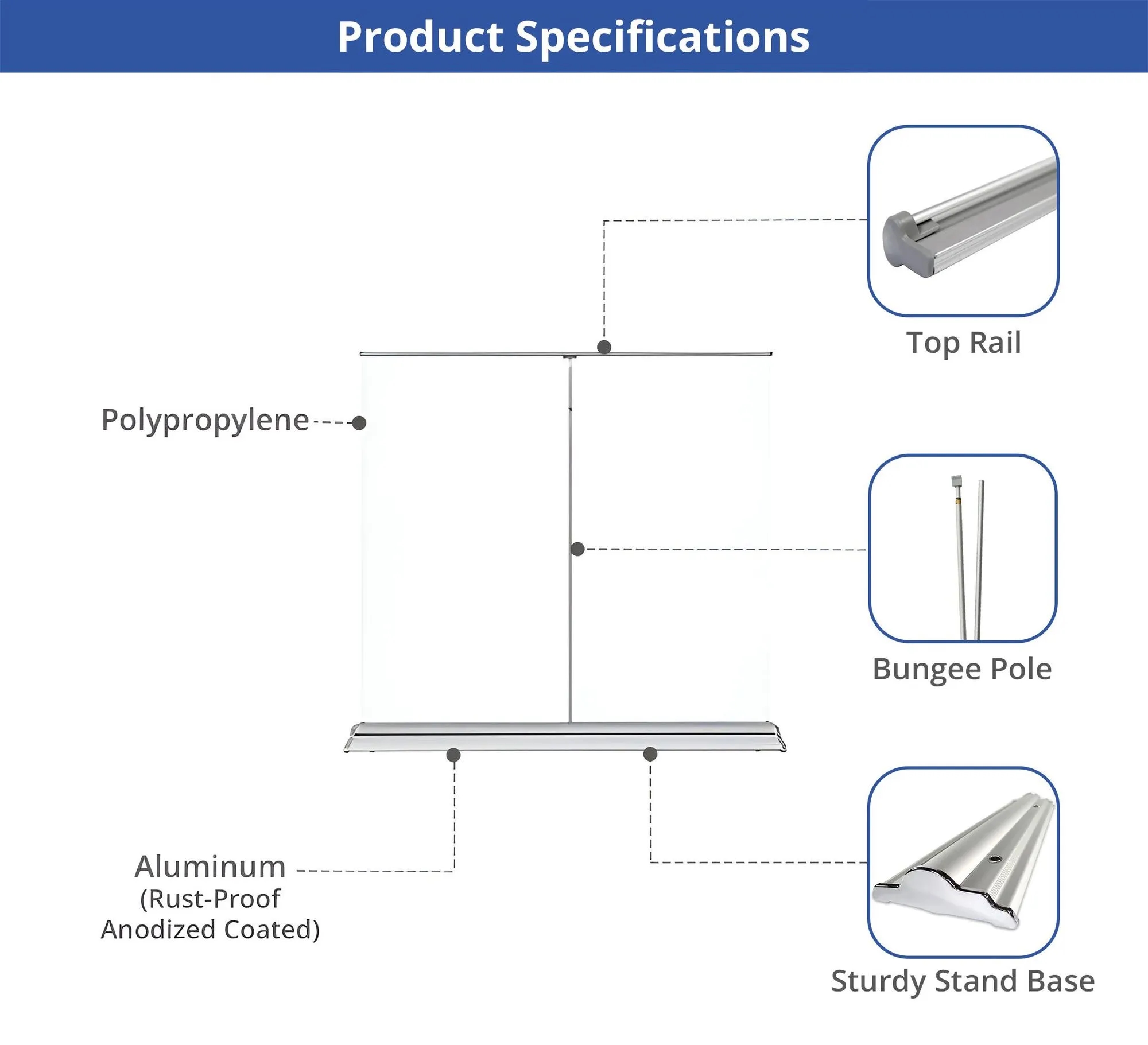 Silverstep Tabletop 36'' Retractable Banner Stand with light 5