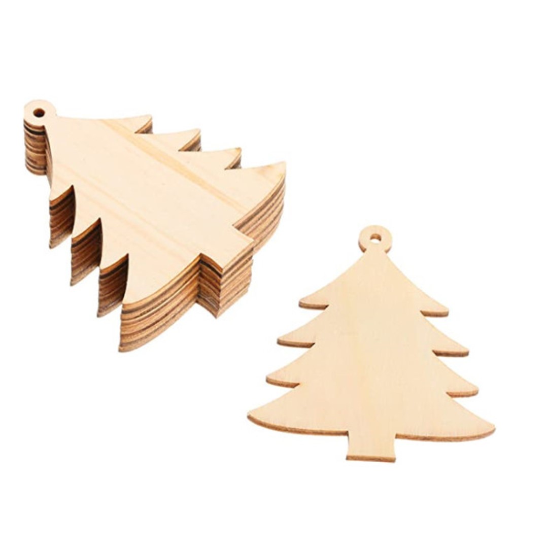 Christmas Tree Wood Pendant 10 Pieces Set 6
