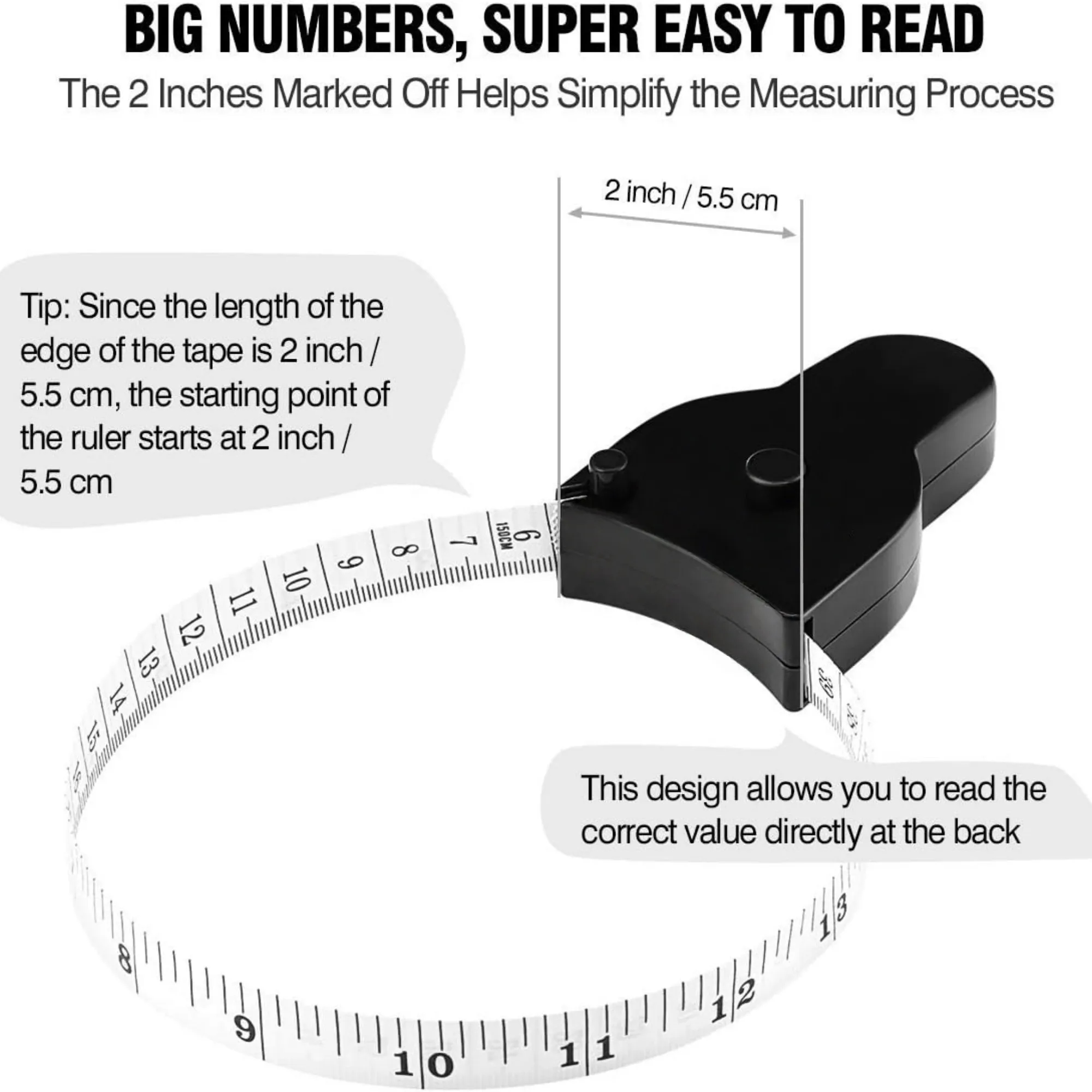 60'' Body Measuring Tape Automatic Lock And Eject Retract 2