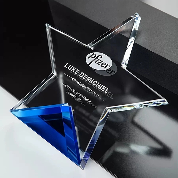 Crystal star on cobalt blue base award 2