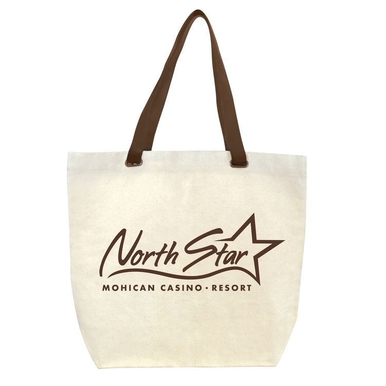 Faux Leather Handle Cotton Canvas Tote Bag - 16" x 13" x 5"