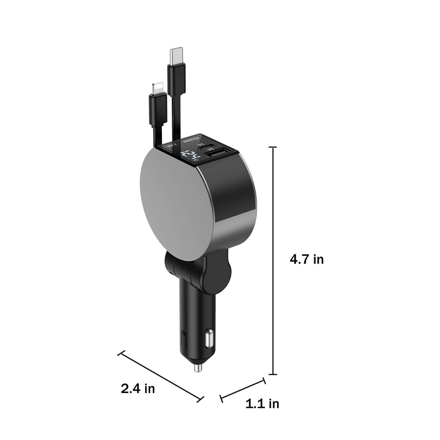 4 in 1 Compact Retractable Fast Car Charger 2