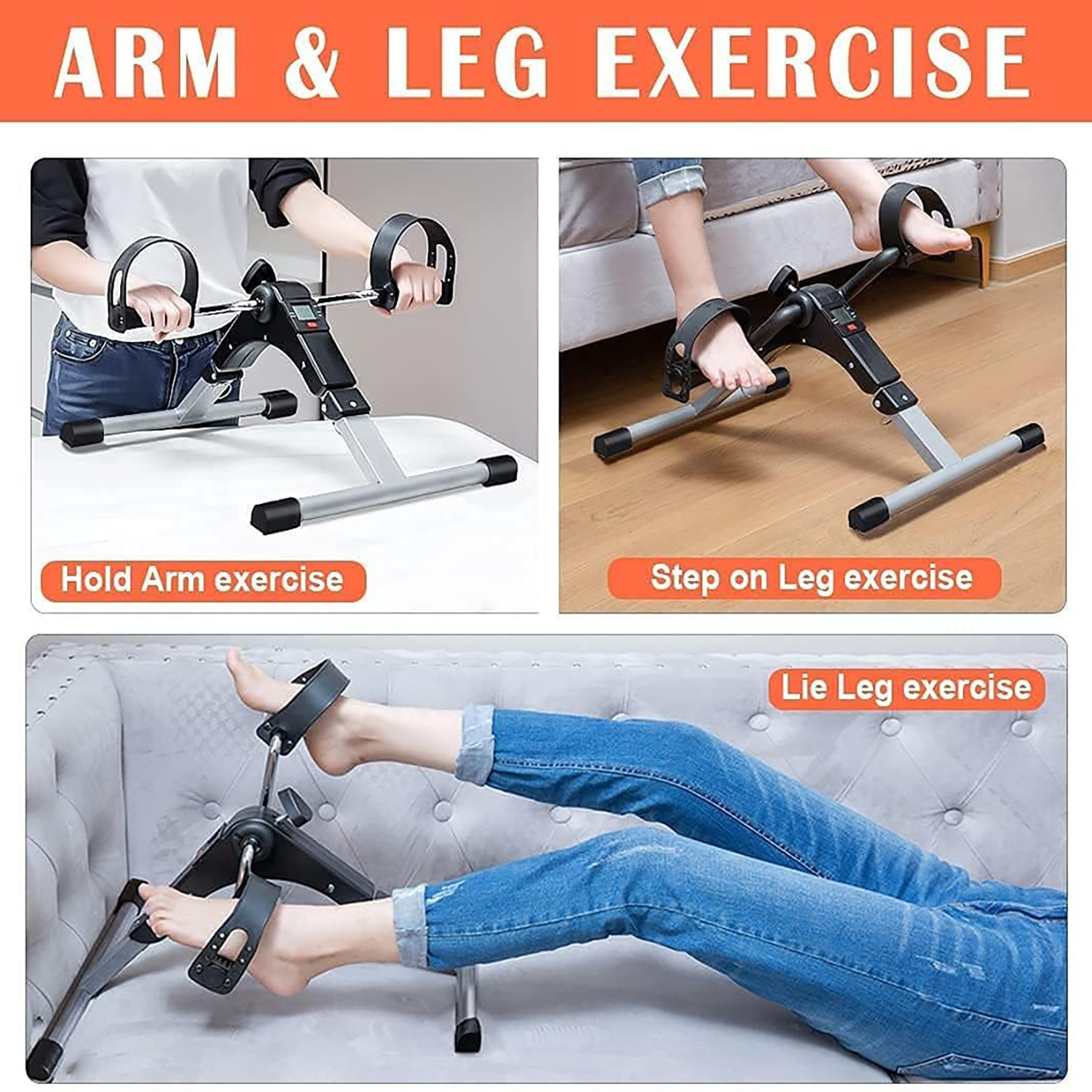 Folding Pedal Exerciser W/ Electronic Display 7