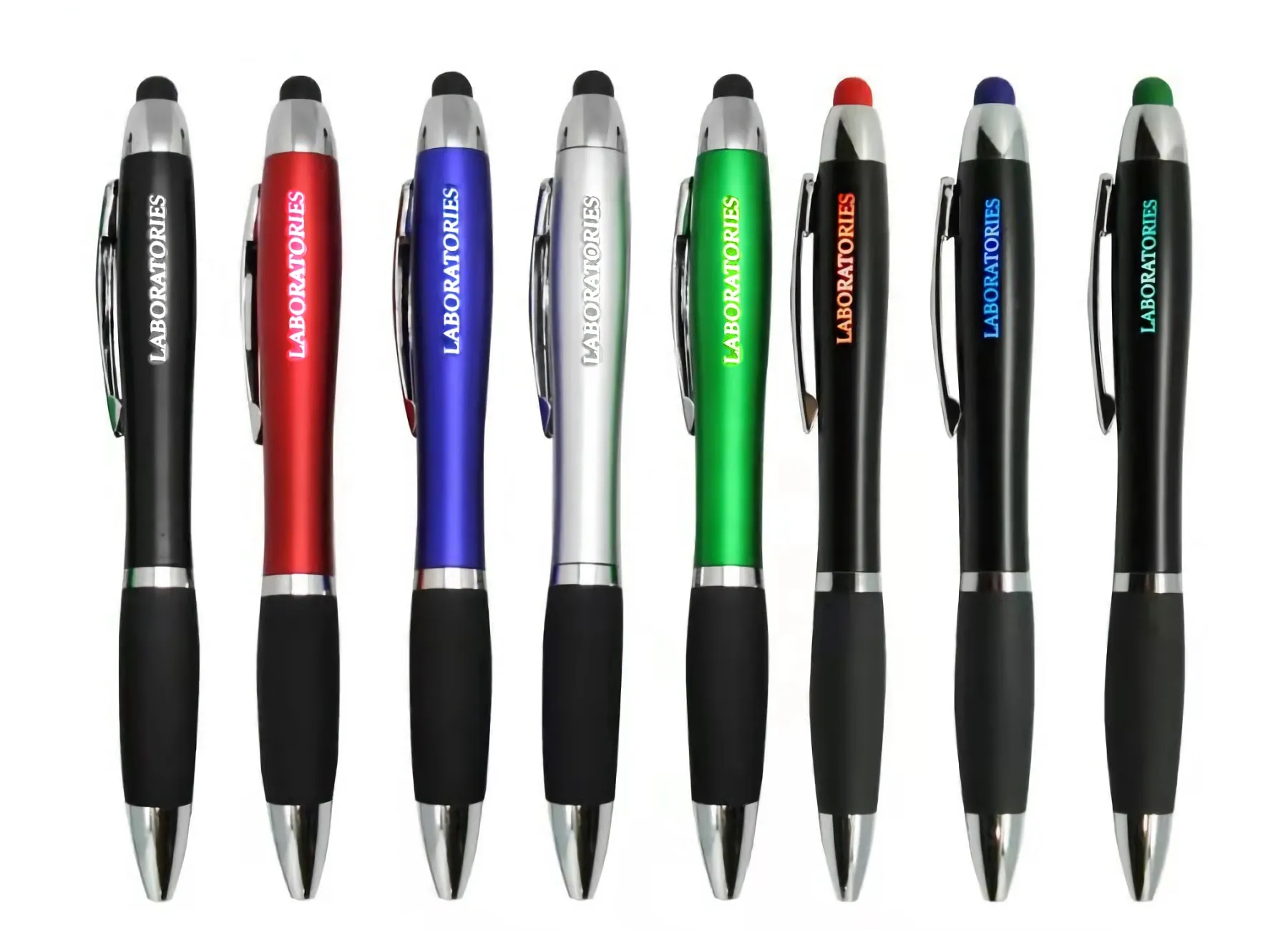Curvy Plastic Light Up Pen with Stylus 8