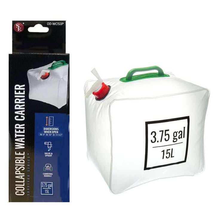 3.75 Gallon Collapsible Water Carrier with Handle - 9" x 10" x 11.5" 1