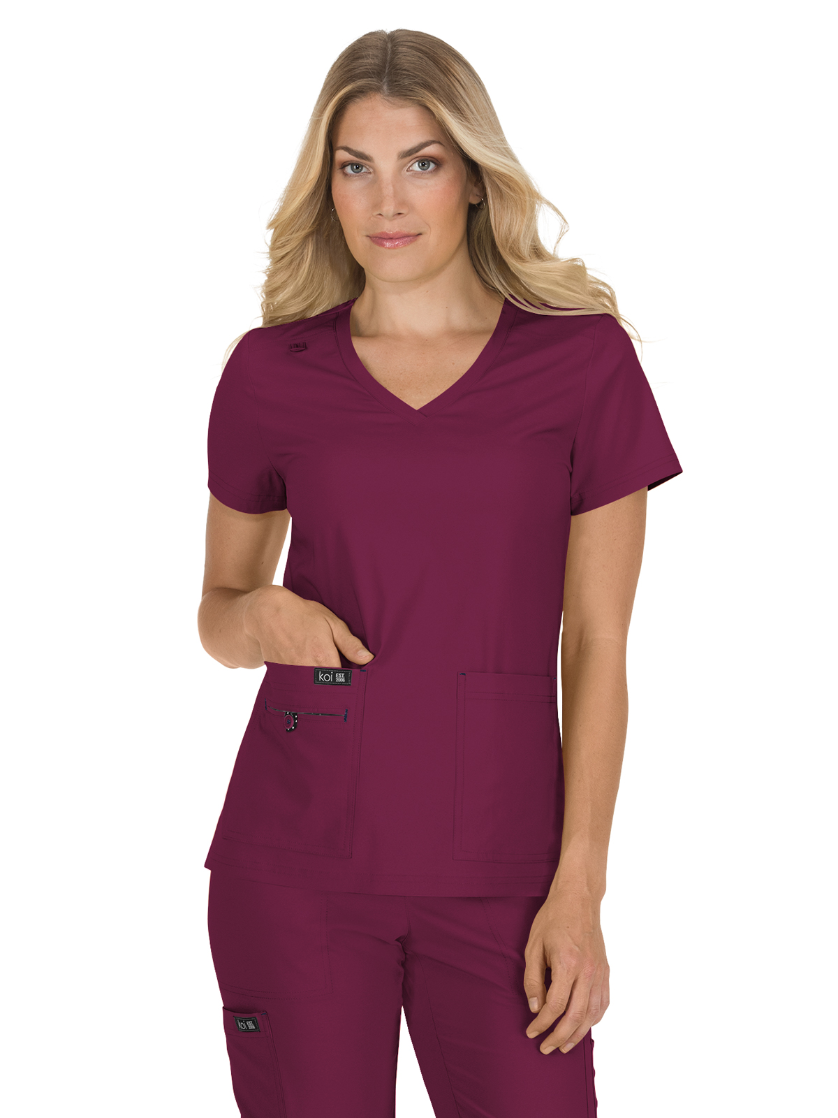 koi - Basics - Women's Four-Pocket Stretch V-Neck Becca Top 68