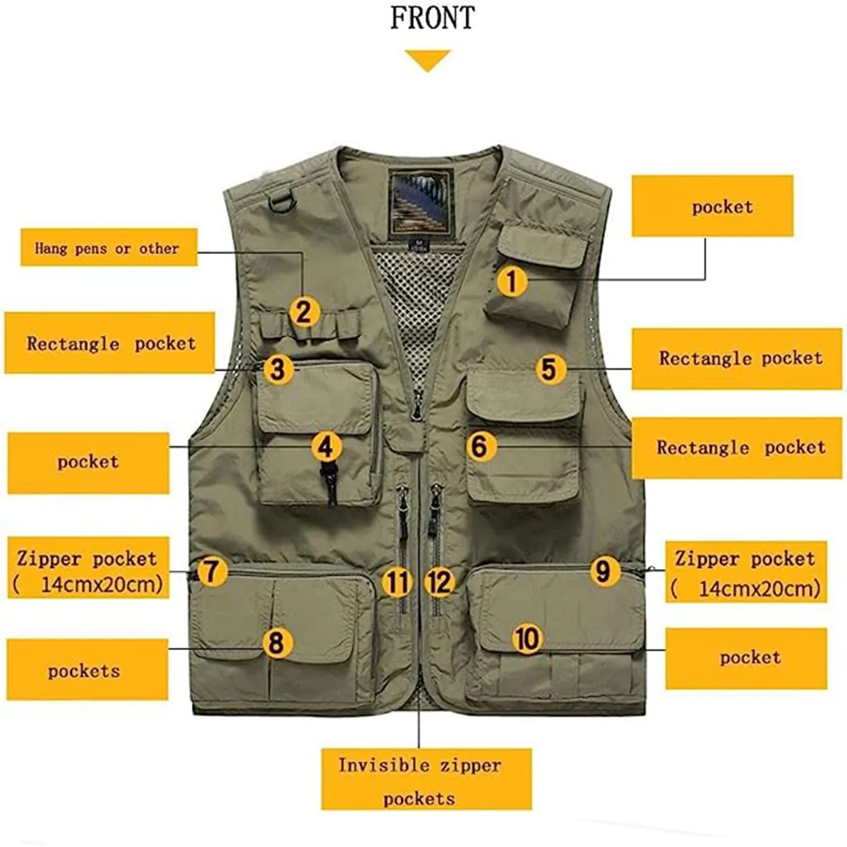 Casual Outdoor Safari Fishing Vest Jacket with Multi Pockets 5