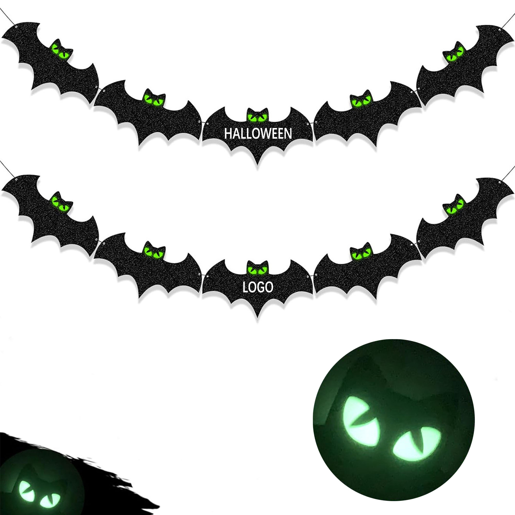 Custom Hollow Carved Halloween Bat Party Hanging Flag 1