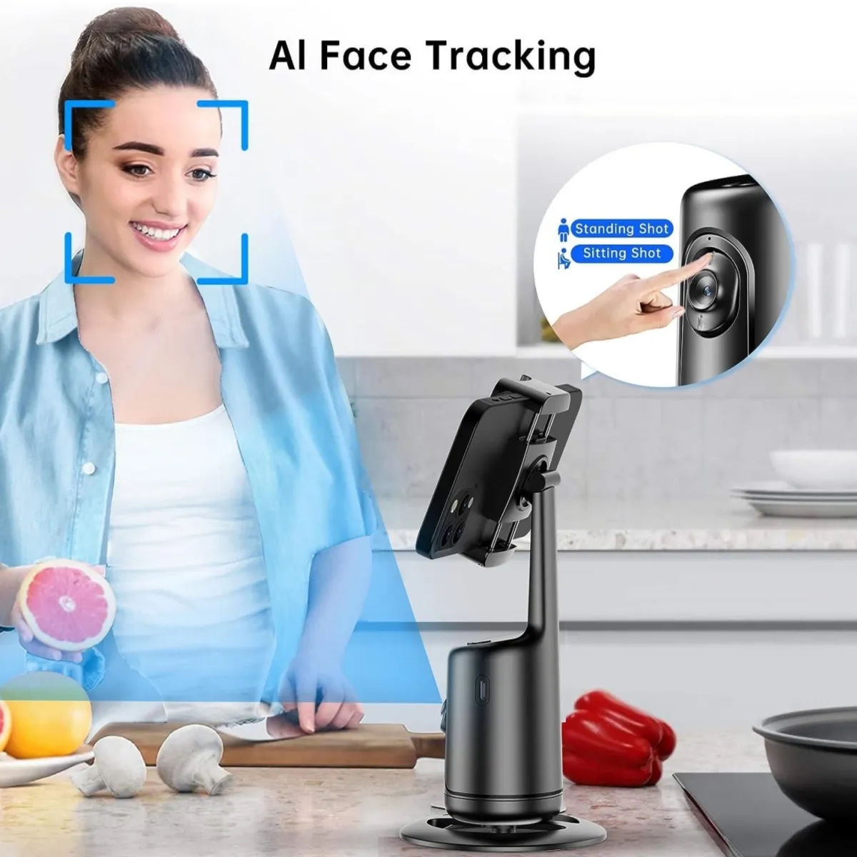 Portable Auto Face Tracking Phone Holder Tripod 2