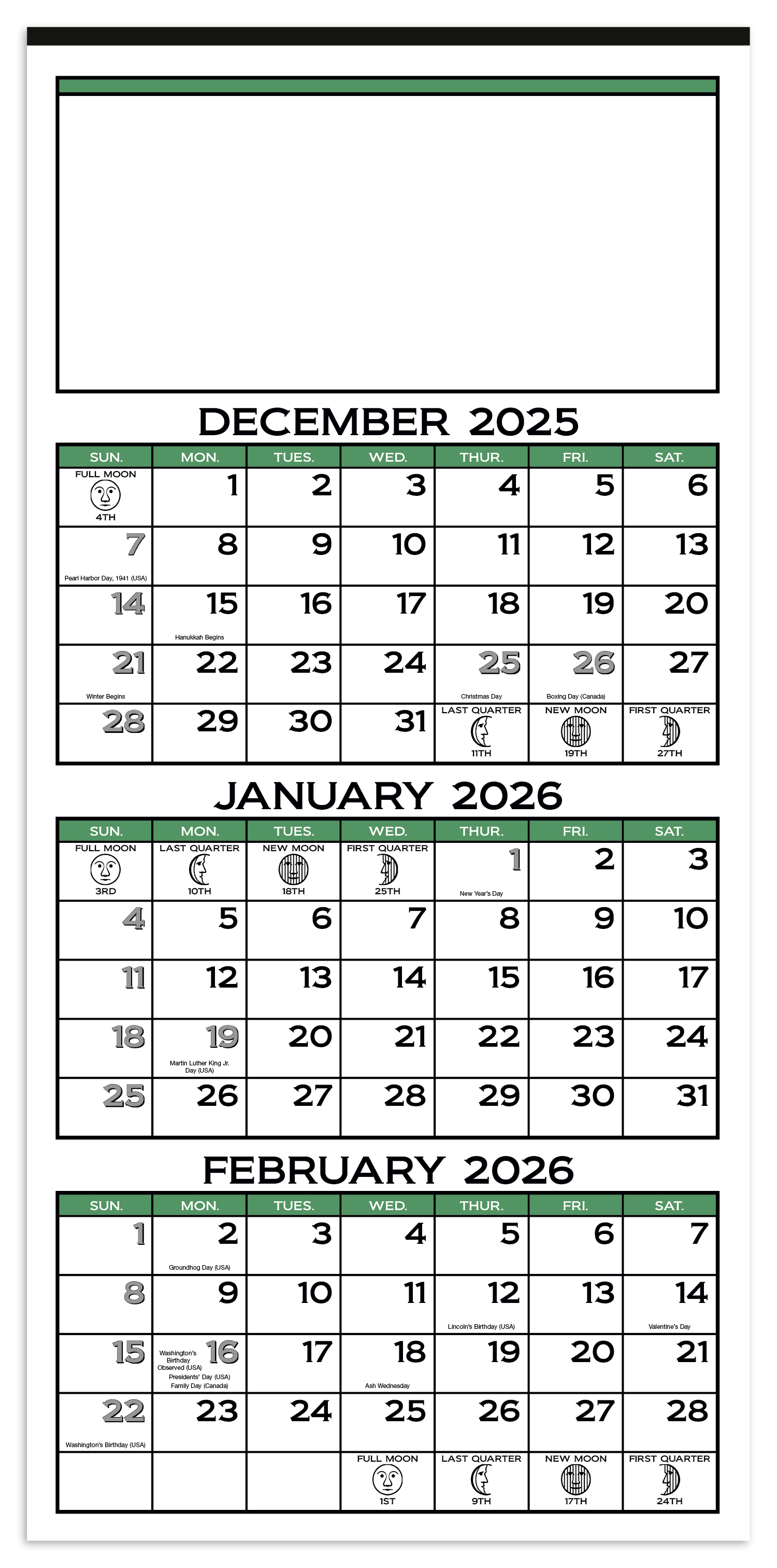 Skinner & Kennedy® 3-Month Display 12-Sheet Calendar 1