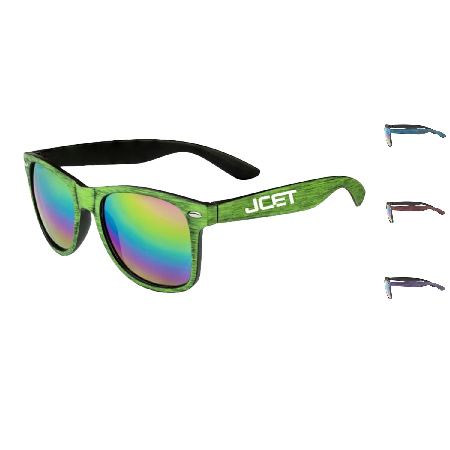 Matte Woodgrain Finish sunglass with Mirrored Glass UV Protection 2