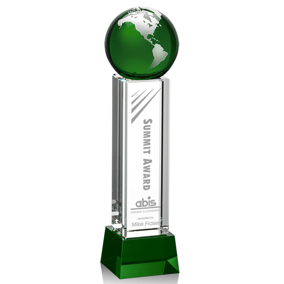 Luz Globe Award on Base - Green/Silver 6