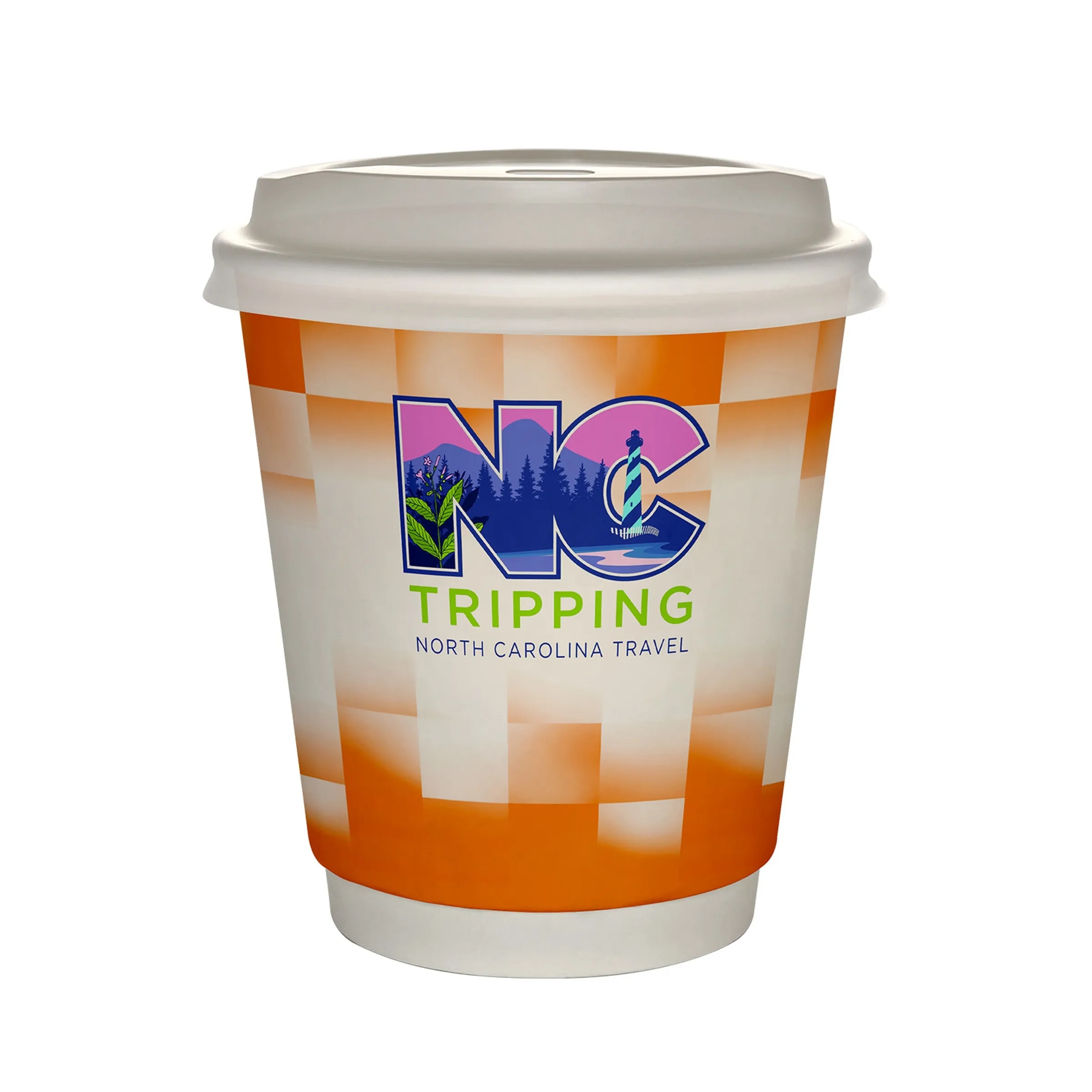 10 oz Full Color Shaded Checkers Insulated Paper Cup With Li 7