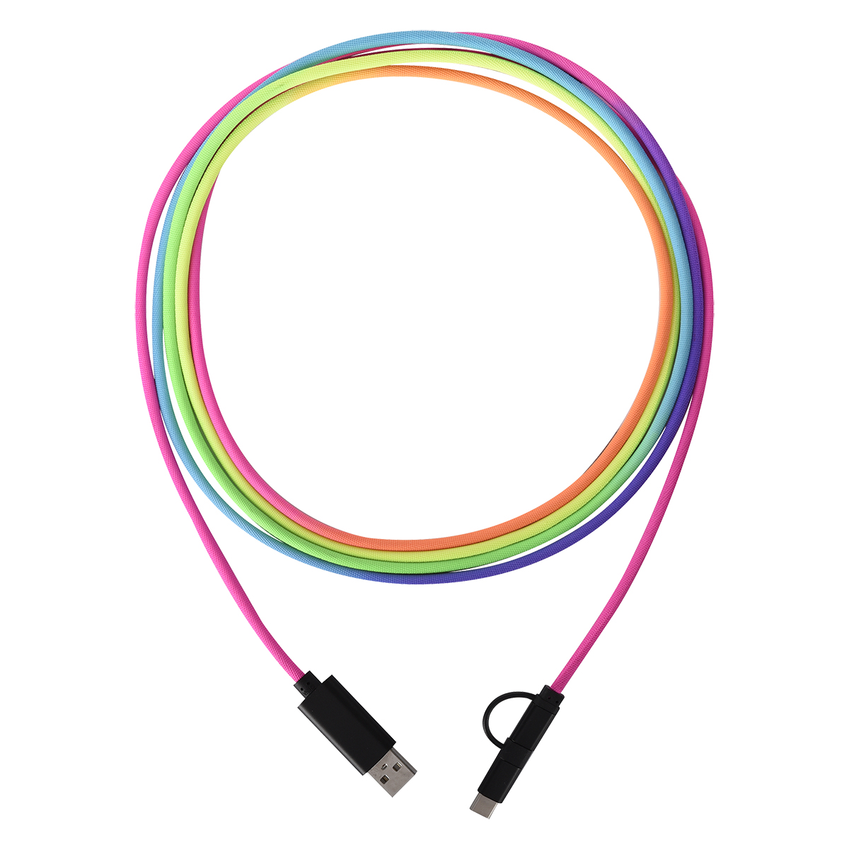3-In-1 10 Ft. Rainbow Braided Charging Cable 2