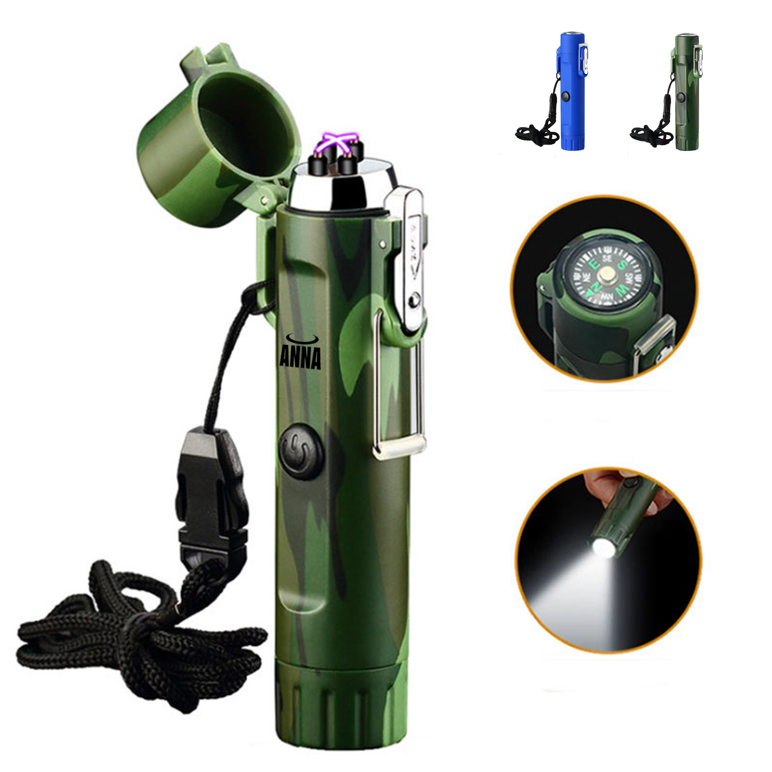 Usb Lighter With Led Flashlight& Compass 2