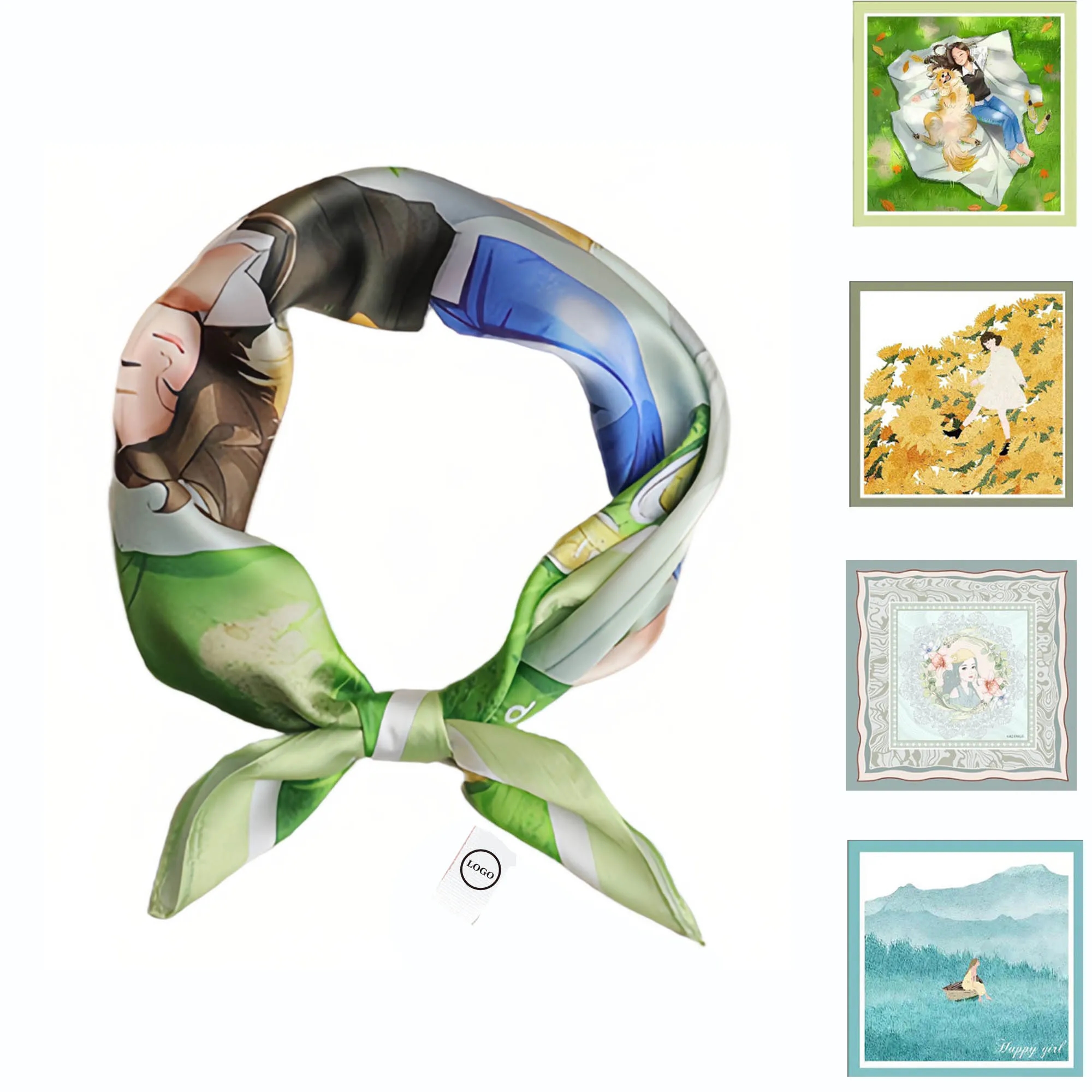 Floral Print Silk Square Scarf 3